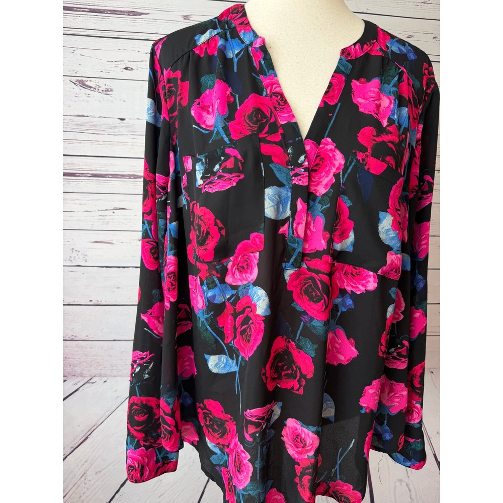 Torrid Harper Georgette Blouse Plus Size 1X 1 floral Rose Womens Shirt Pullover